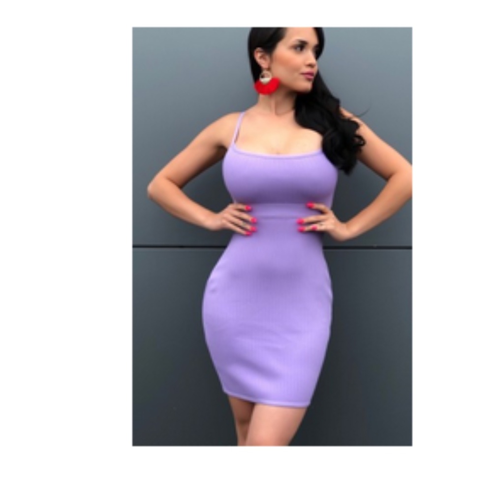Purple Spaghetti Strap Bodycon Party Dress